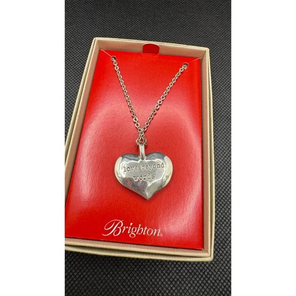 Brighton Love Beyond Words Reversible Heart Pendant Necklace Silver Gold D30259 - Picture 2 of 3